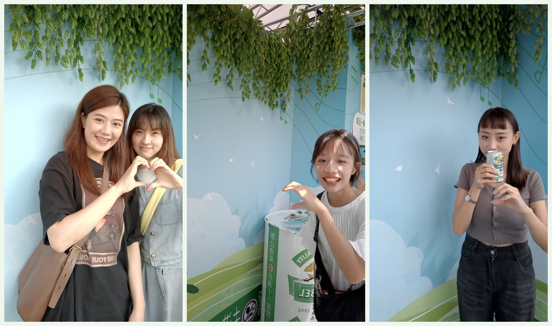 KIRIN 淡麗 品牌快閃拍照亭：主視覺背板前的三連拍成品