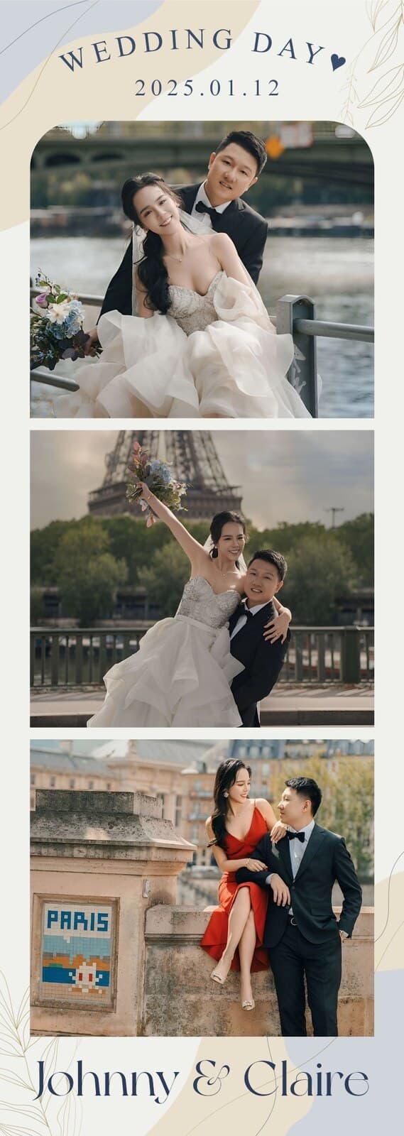 Johnny & Claire 婚紗照三連拍邊框成品