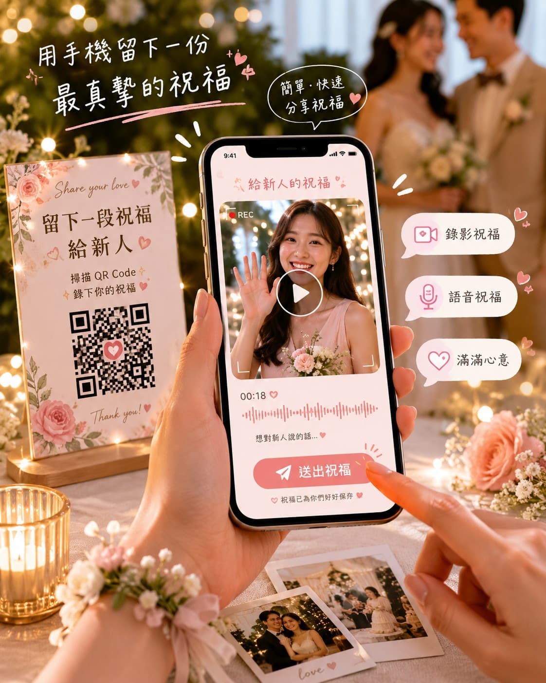 賓客用手機錄下影音祝福給新人