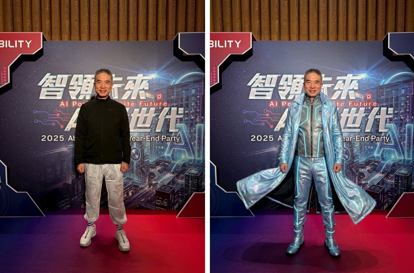 AI 拍貼機 A/B 對照——左為原照,右為 AI 變裝成品