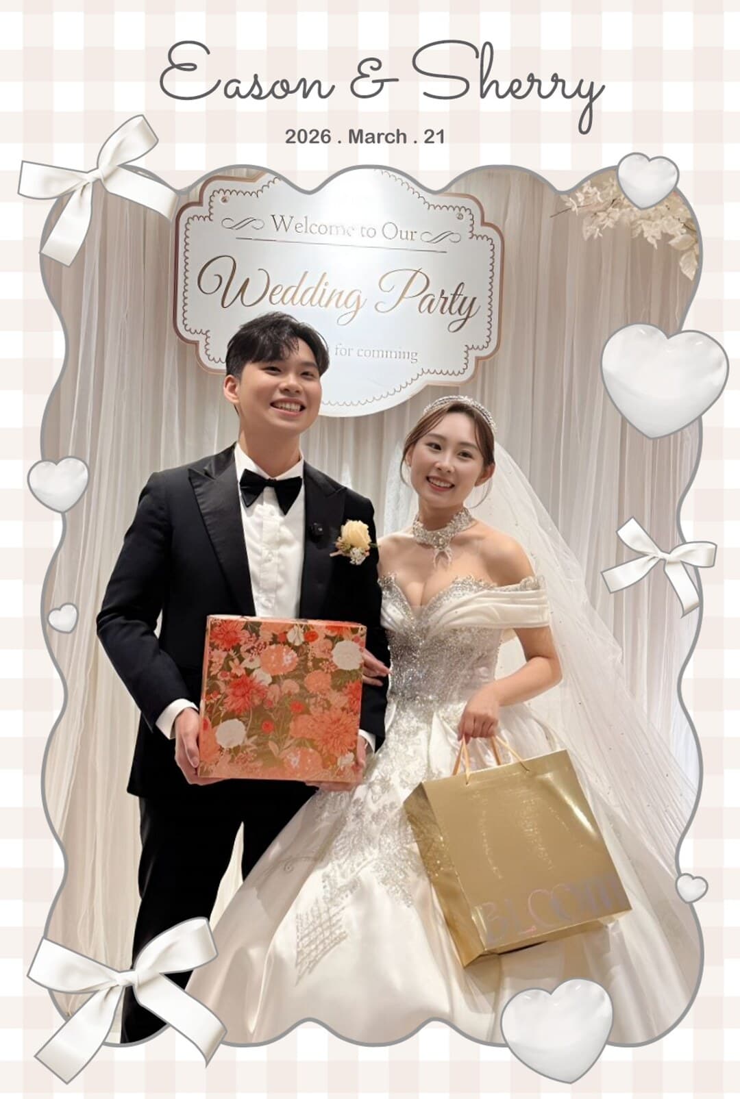Eason & Sherry 新人合照,Wedding Party 主題邊框